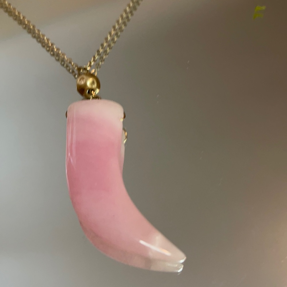 Rose quartz long necklace